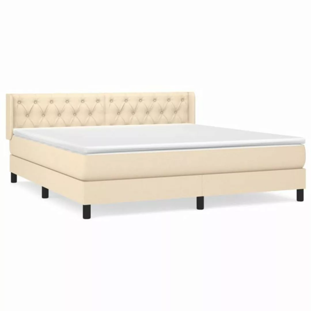 vidaXL Boxspringbett Boxspringbett mit Matratze Creme 160x200 cm Stoff Bett günstig online kaufen