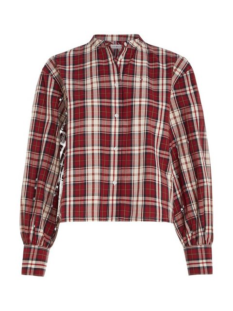 Tommy Hilfiger Langarmbluse TARTAN CO COLLARLESS SHIRT mit Metalllabel günstig online kaufen