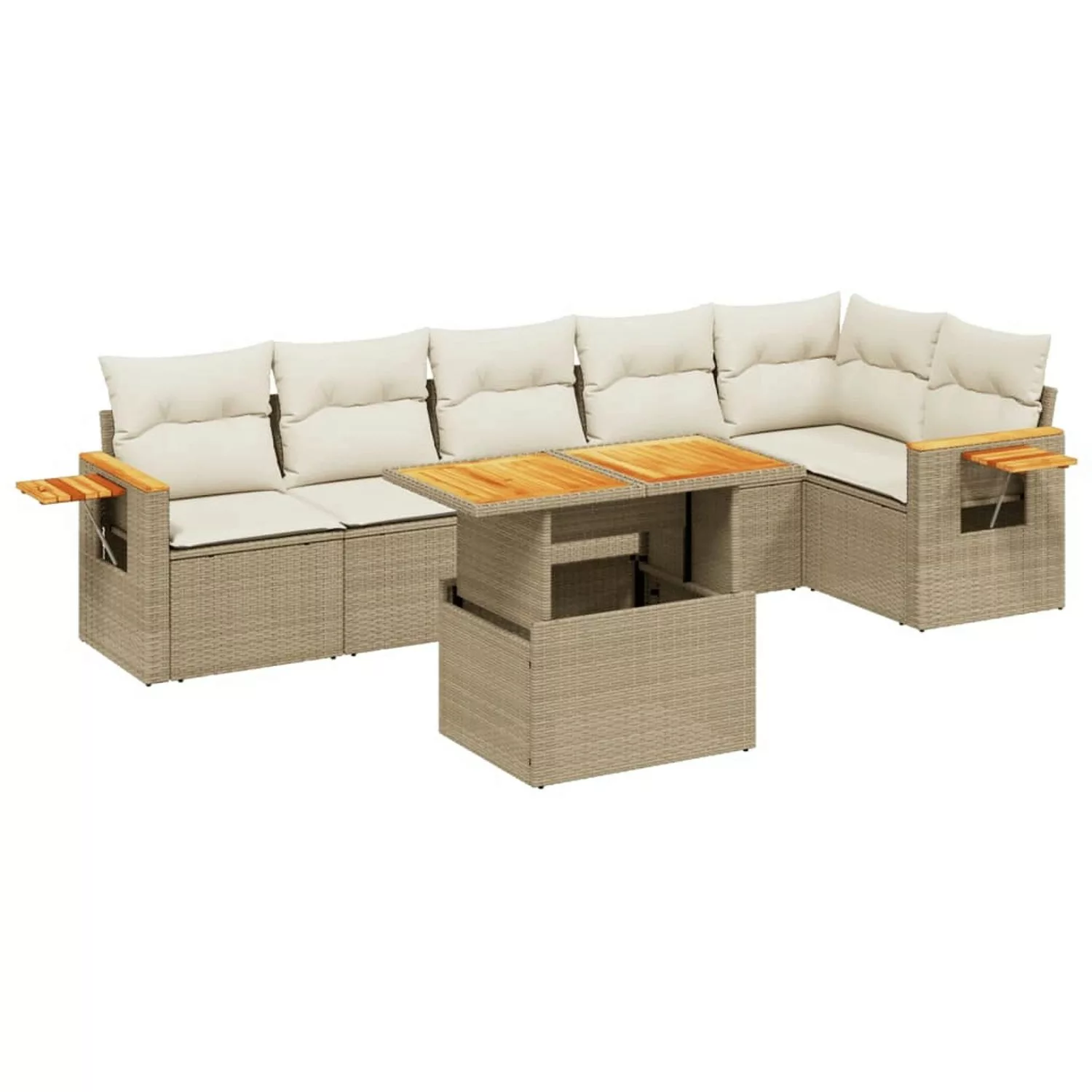 vidaXL 7-tlg Garten-Sofagarnitur mit Kissen Beige Poly Rattan Modell 322 günstig online kaufen