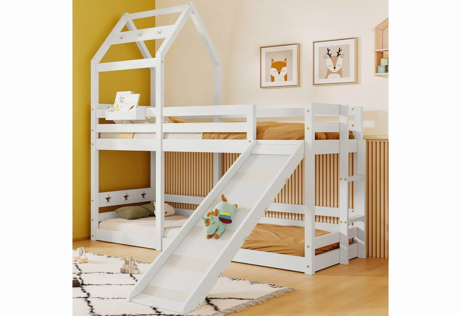 REDOM Etagenbett Kinderbett (Hausbett mit Stauraum unter der Treppe 90x200c günstig online kaufen
