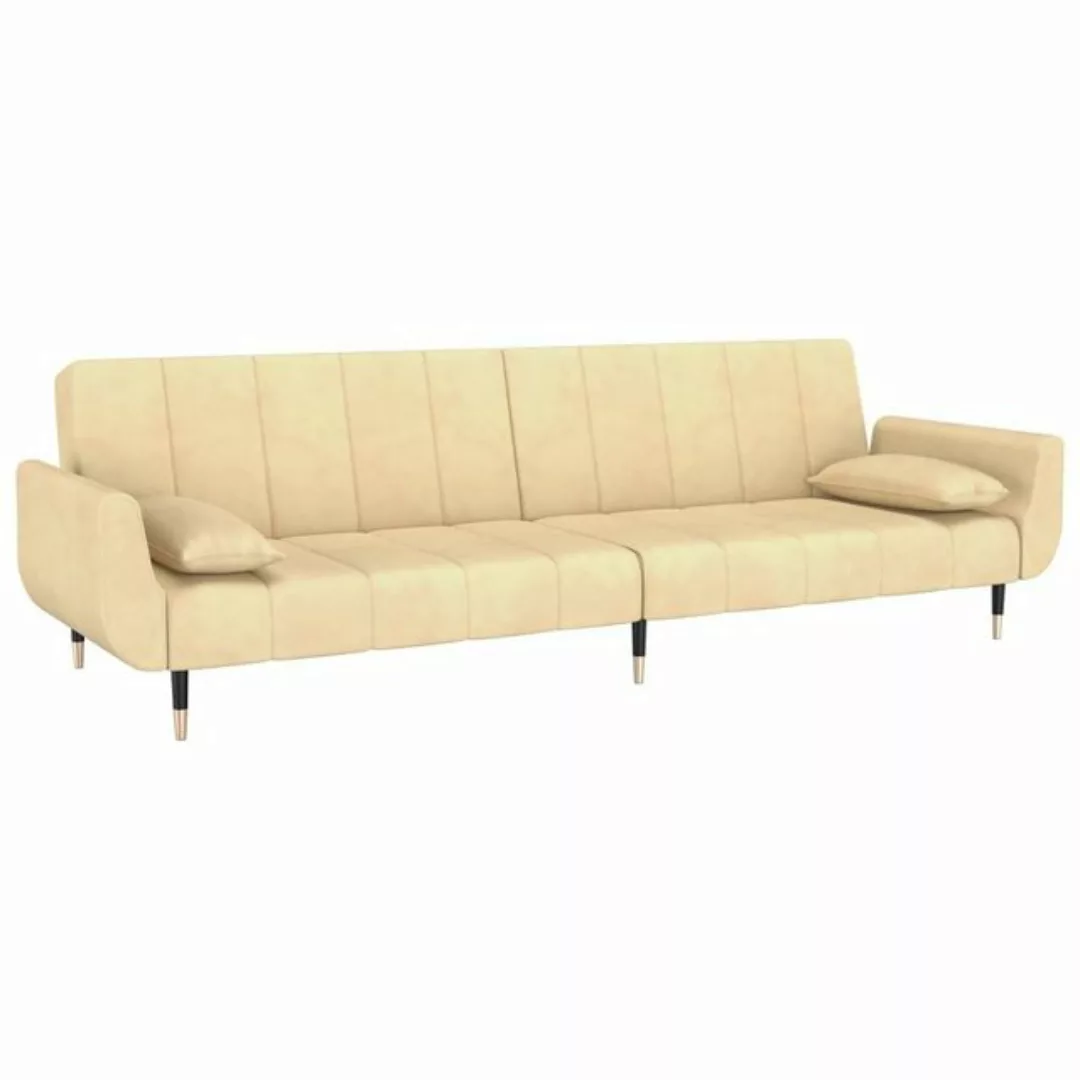 vidaXL Sofa Schlafsofa 2-Sitzer mit 2 Kissen Creme Samt Schlafcouch Schlaff günstig online kaufen