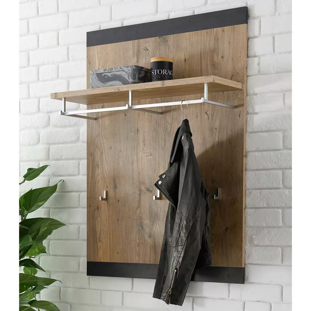 Wandgarderobe in Schwarz und Kastanienfarben 80 cm breit günstig online kaufen