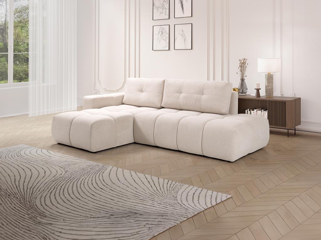 Ecksofa mit Schlaffunktion - Ecke links - Stoff - Beige - TRIMALDI günstig online kaufen