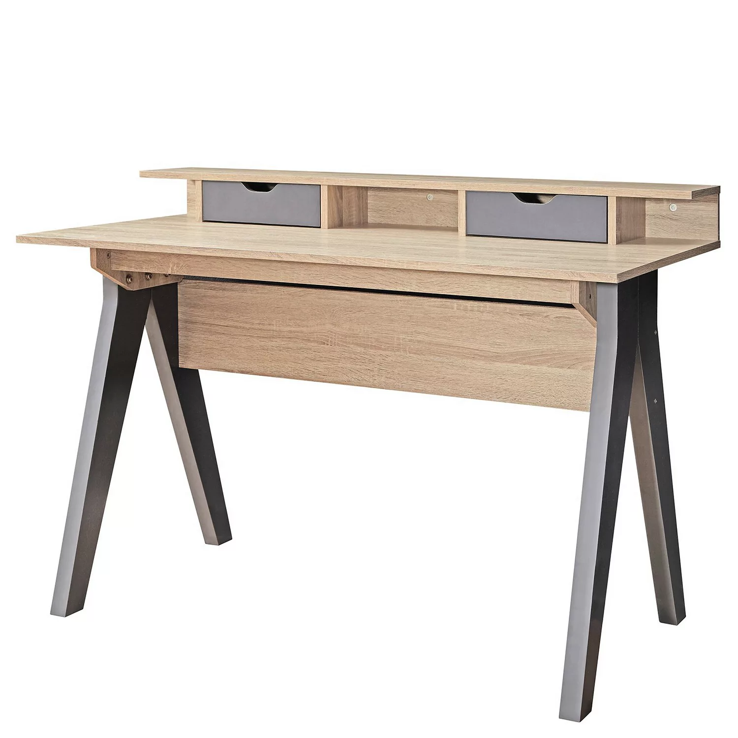 Design Schreibtisch mit Schubladen MASSA Bürotisch Sonoma / Grau 120 cm | K günstig online kaufen