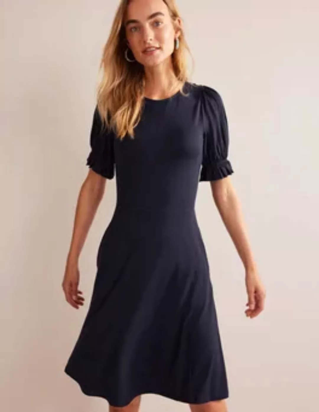 Jersey-Minikleid mit Puffärmeln Damen Boden, Marineblau günstig online kaufen