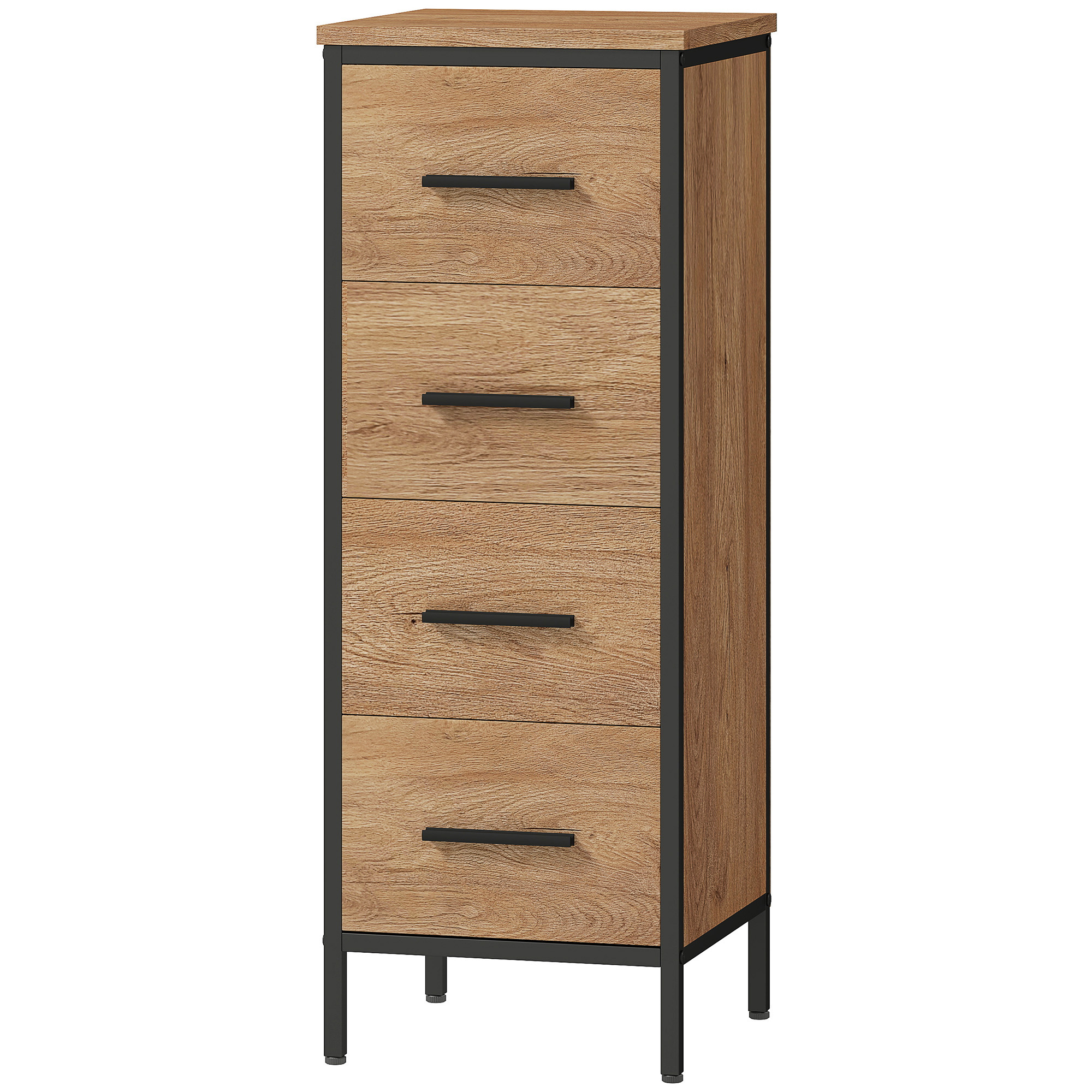 HOMCOM Schmaler Badezimmerschrank mit 4 Schubladen und Stahlstruktur, Badek günstig online kaufen