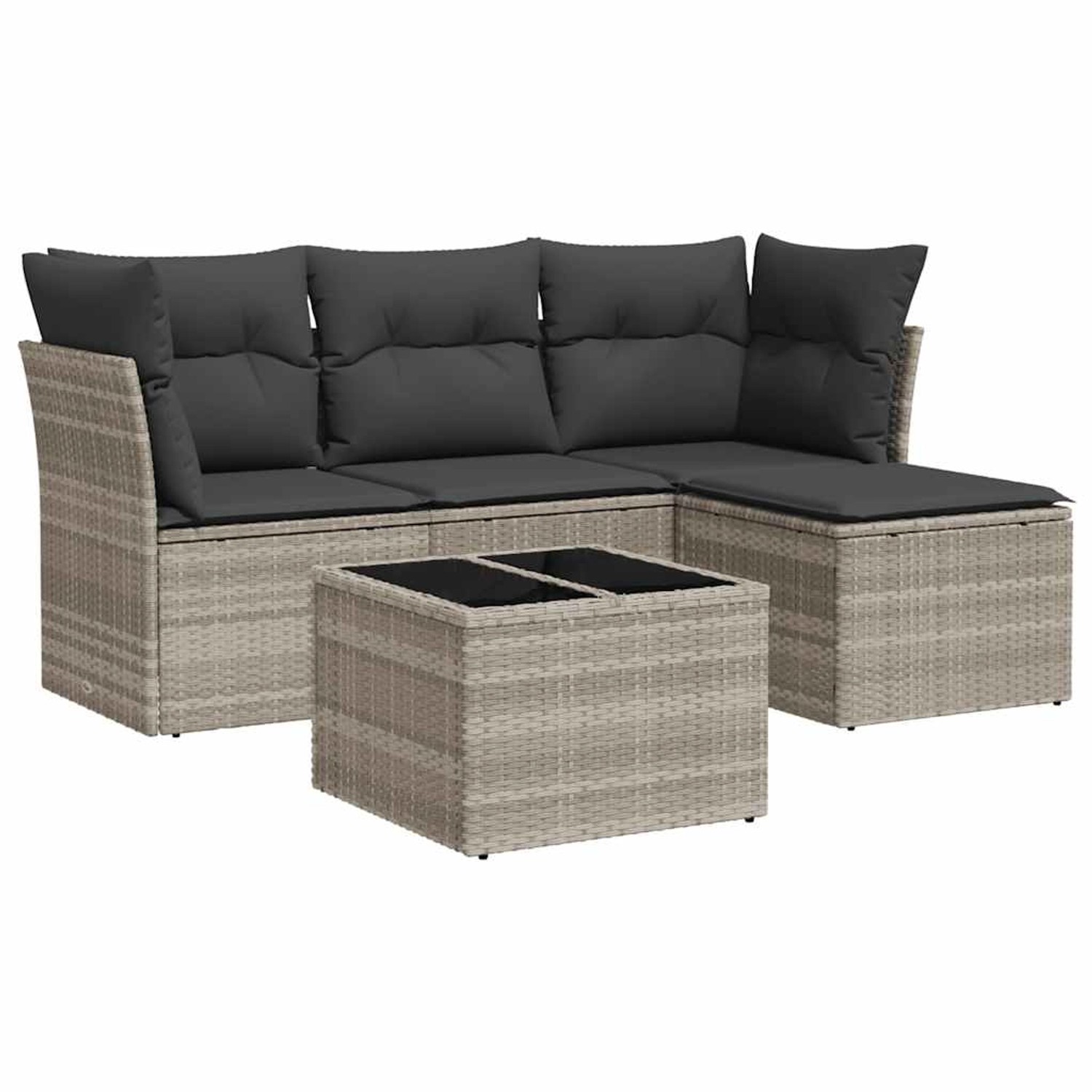 vidaXL 5-Tlg Garten-Sofagarnitur mit Kissen Hellgrau Poly Rattan 3249391 günstig online kaufen