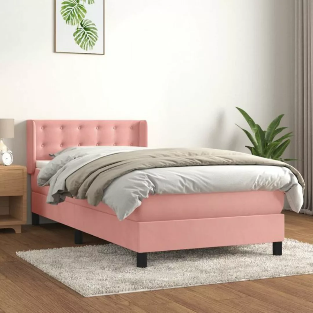 vidaXL Bett Boxspringbett mit Matratze Rosa 90x200 cm Samt günstig online kaufen