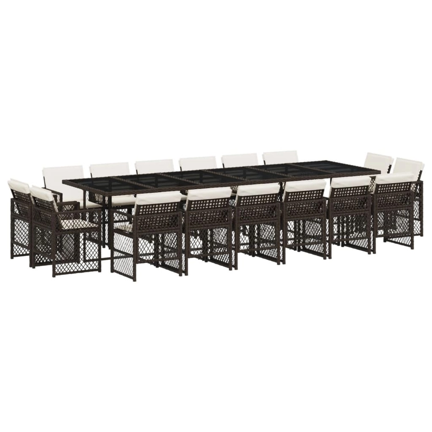 vidaXL 17-Tlg Garten-Essgruppe mit Kissen Braun Poly Rattan 3210885 günstig online kaufen