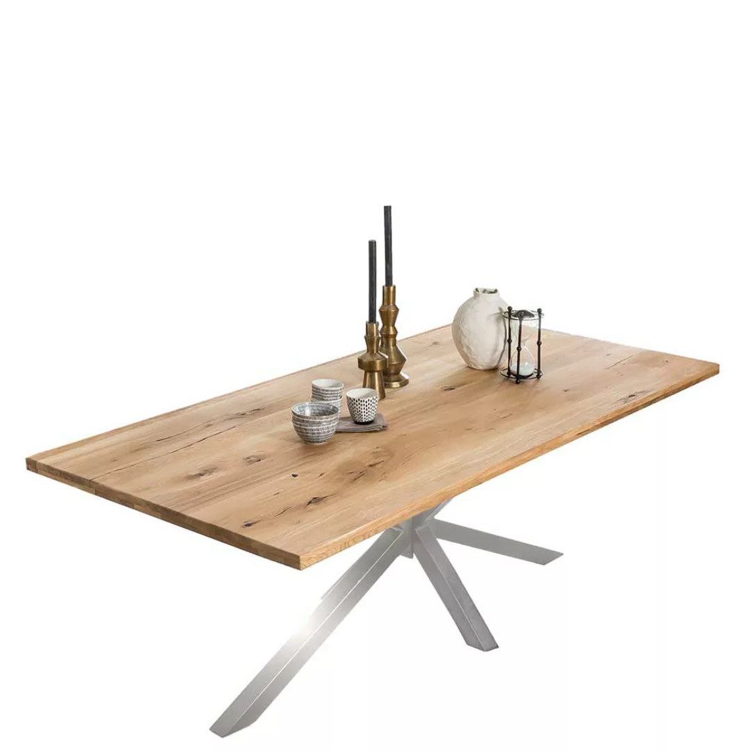 Esszimmertisch aus Wildeiche Massivholz und Eisen Loft Design günstig online kaufen