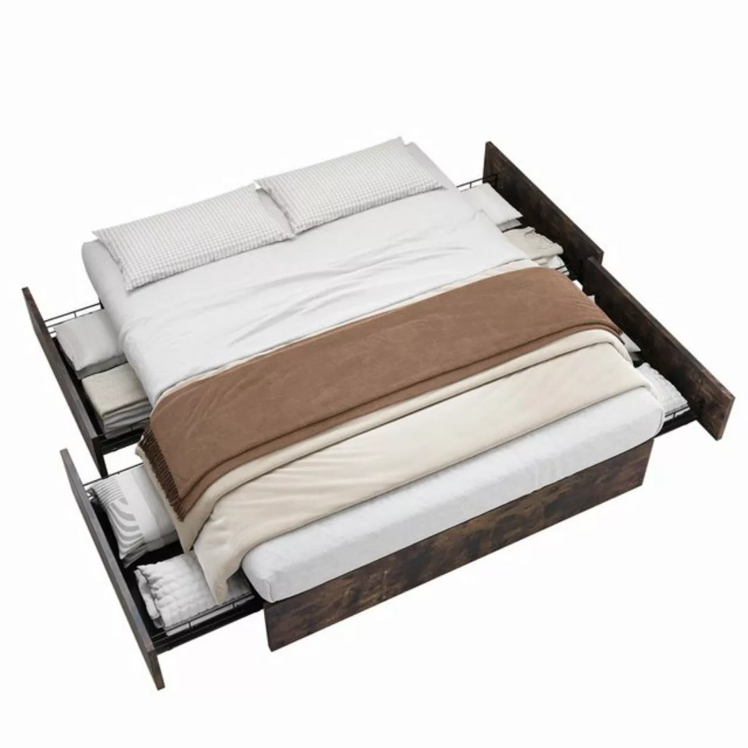 Gotagee Metallbett Einzelbett Eisenbett Flachbett Jugendbett Schubladen 140 günstig online kaufen