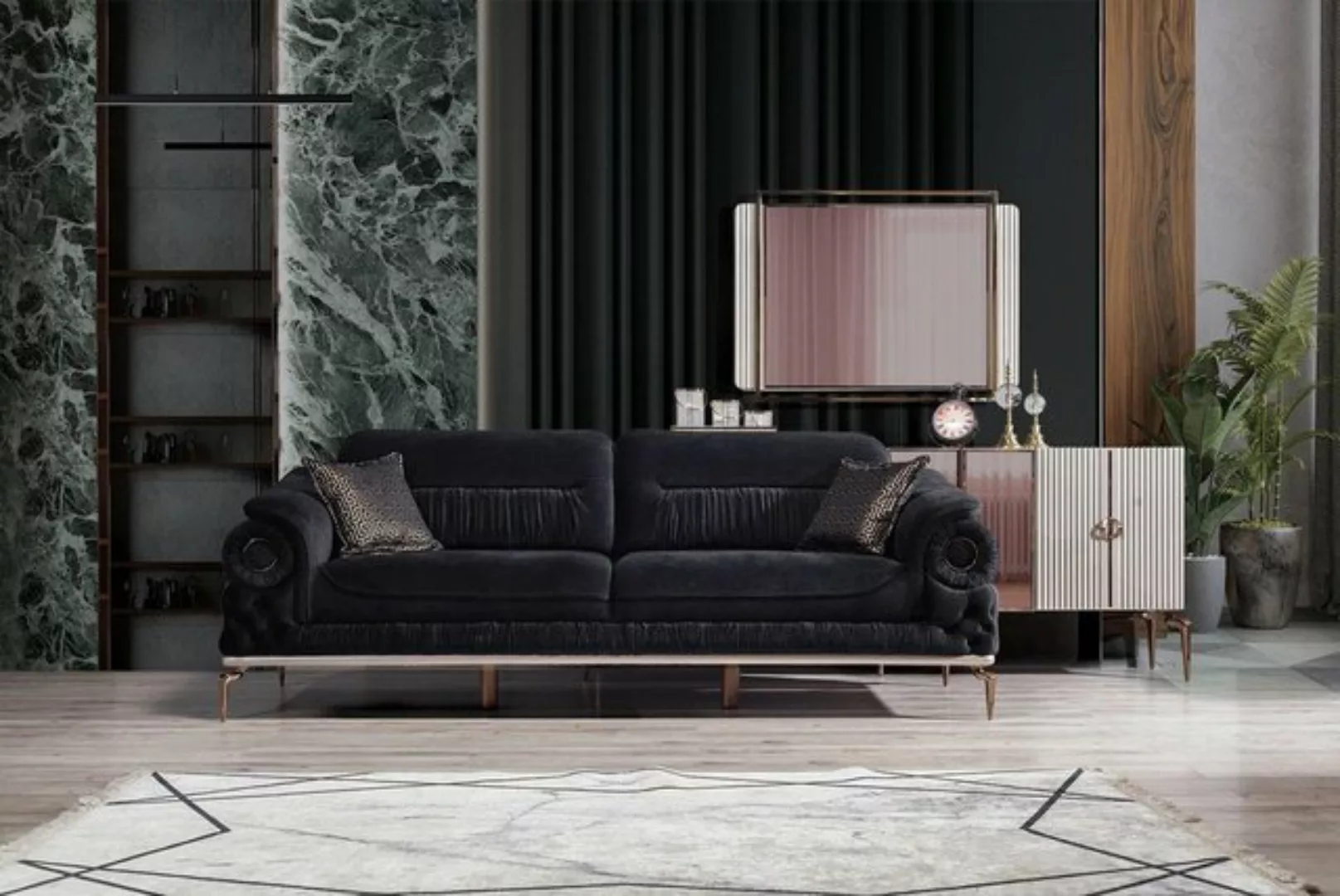 JVmoebel 3-Sitzer Stilvoller 3-Sitzer Wohnzimmer Schwarze Luxus Modernes Ho günstig online kaufen