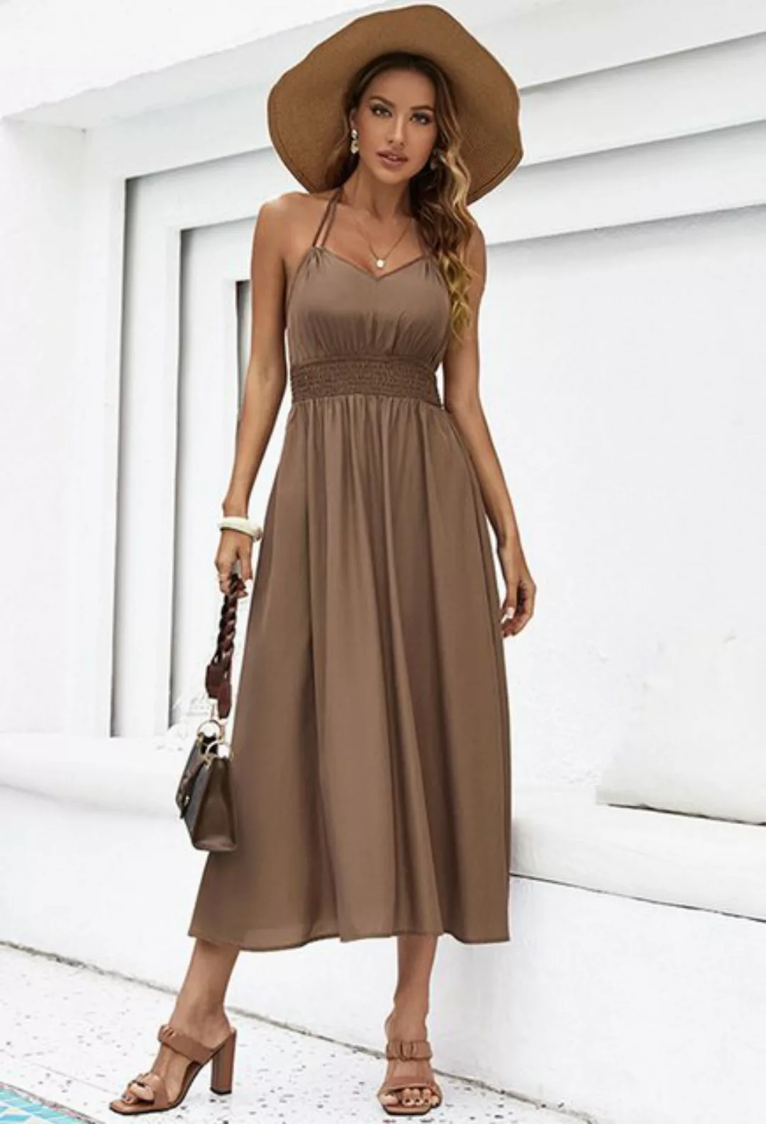 SEGUEN Sommerkleid Langes Sommerkleid für Damen mit Hosenträgern und Taille günstig online kaufen