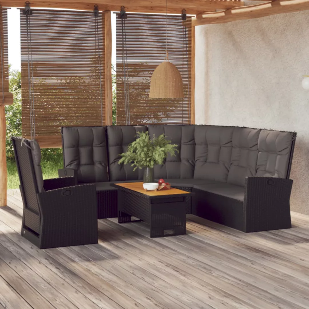 Vidaxl 3-tlg. Garten-lounge-set Mit Kissen Schwarz Poly Rattan günstig online kaufen