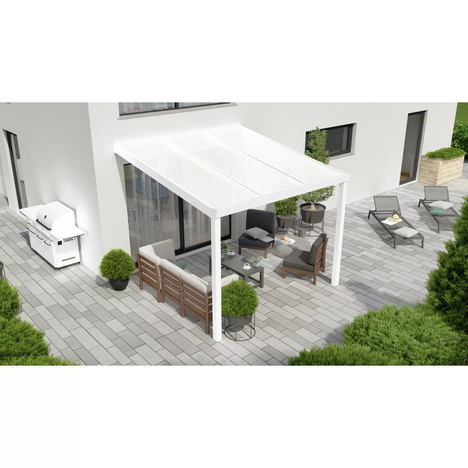 Terrassenüberdachung Professional 300 cm x 300 cm Weiß PC Opal günstig online kaufen