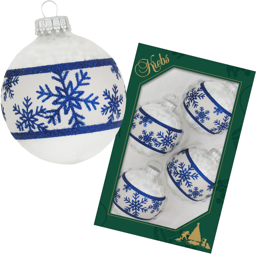 Krebs Glas Lauscha Weihnachtsbaumkugel "Schneeflockenband", (Set, 4 St.), W günstig online kaufen