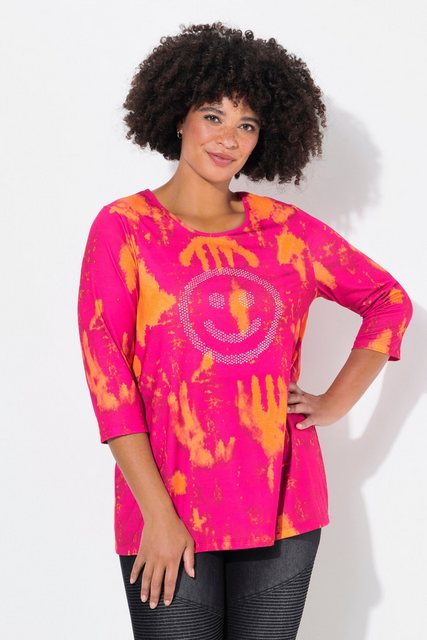 Angel of Style Rundhalsshirt T-Shirt Straight Fit Smiley Batik-Muster günstig online kaufen