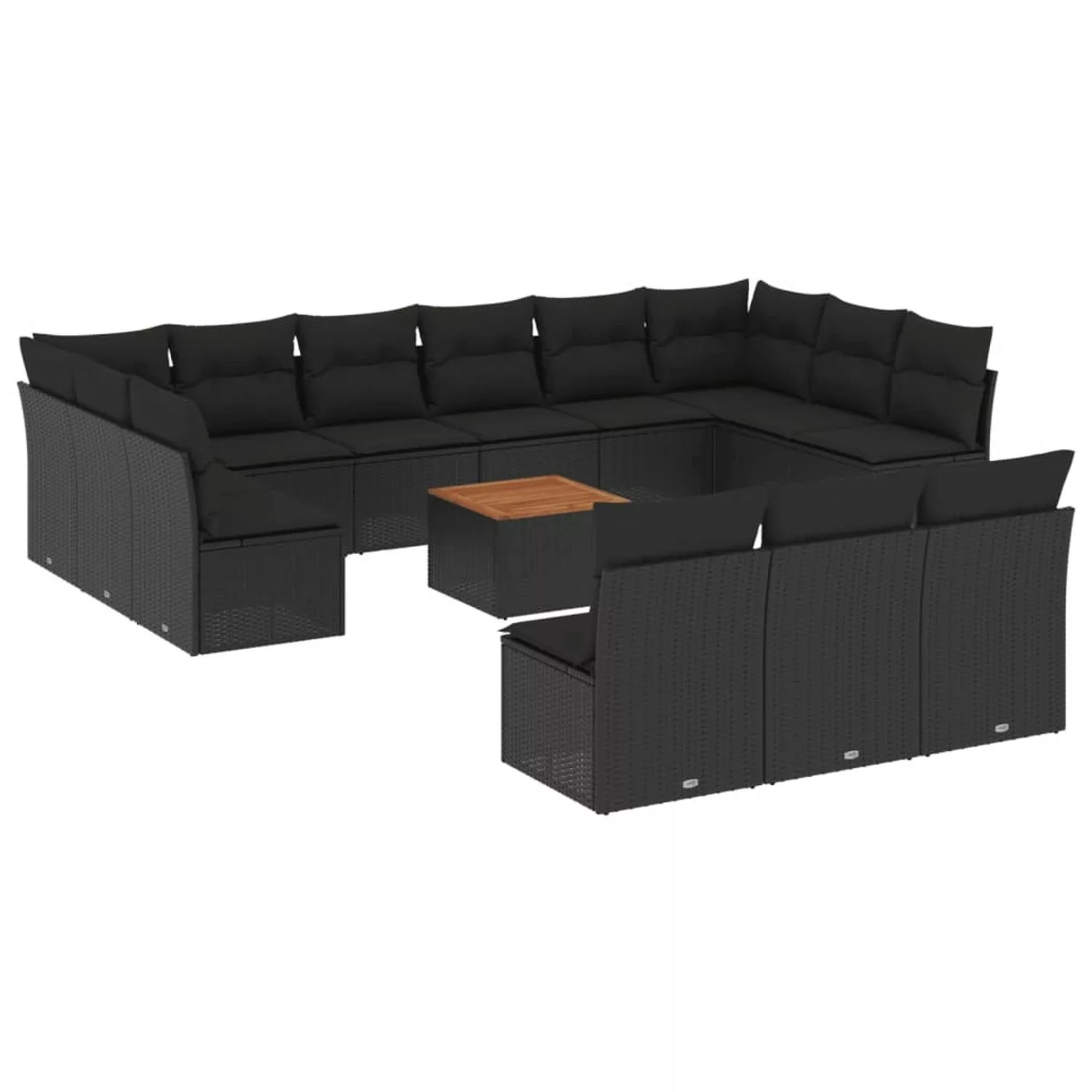 vidaXL 14-tlg Garten-Sofagarnitur mit Kissen Schwarz Poly Rattan Modell 26 günstig online kaufen