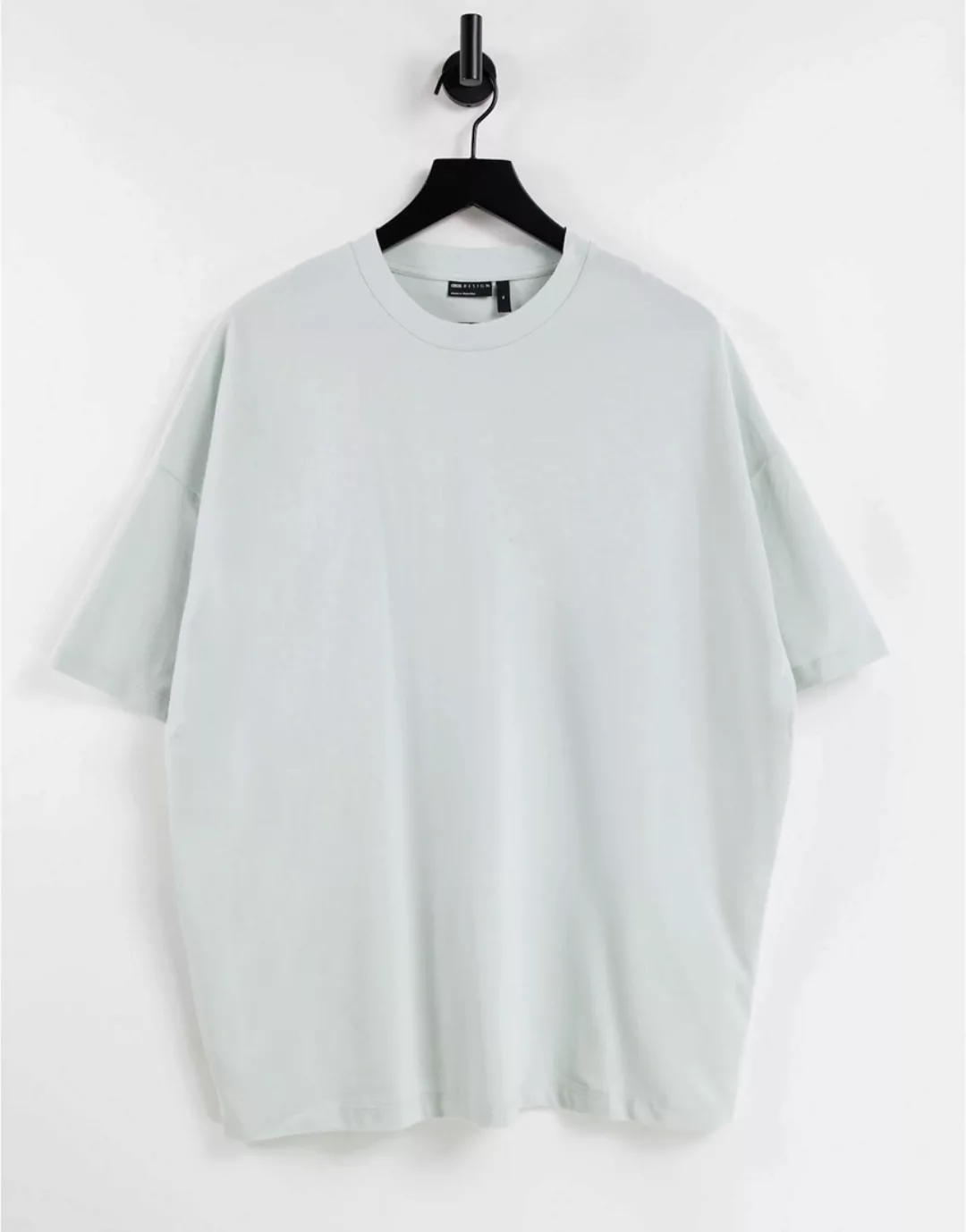 ASOS DESIGN – Oversize-T-Shirt aus Pikee in verwaschenem Blau-Grün günstig online kaufen