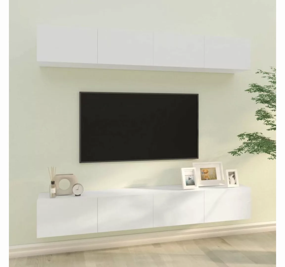 furnicato TV-Schrank TV-Wandschränke 4 Stk. Hochglanz-Weiß 100x30x30 cm günstig online kaufen