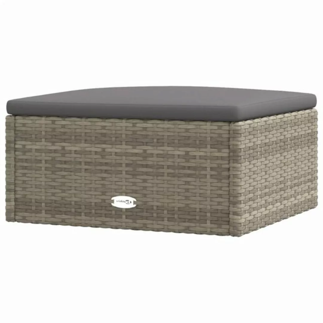 vidaXL Loungesofa Gartenhocker mit Kissen Grau Poly Rattan, 1 Teile günstig online kaufen