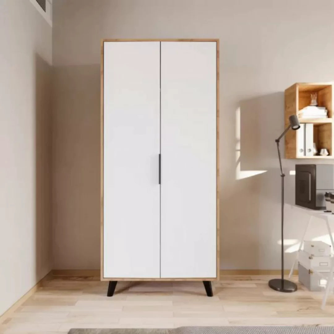 JVmoebel Kleiderschrank Schlafzimmer Kleiderschrank Modern Design Weiß Brau günstig online kaufen