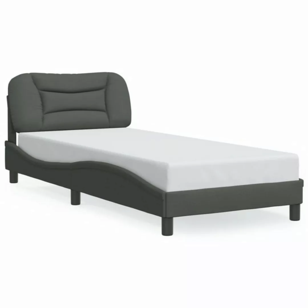 vidaXL Bettgestell Bettgestell mit Kopfteil Dunkelgrau 90x200 cm Stoff Bett günstig online kaufen