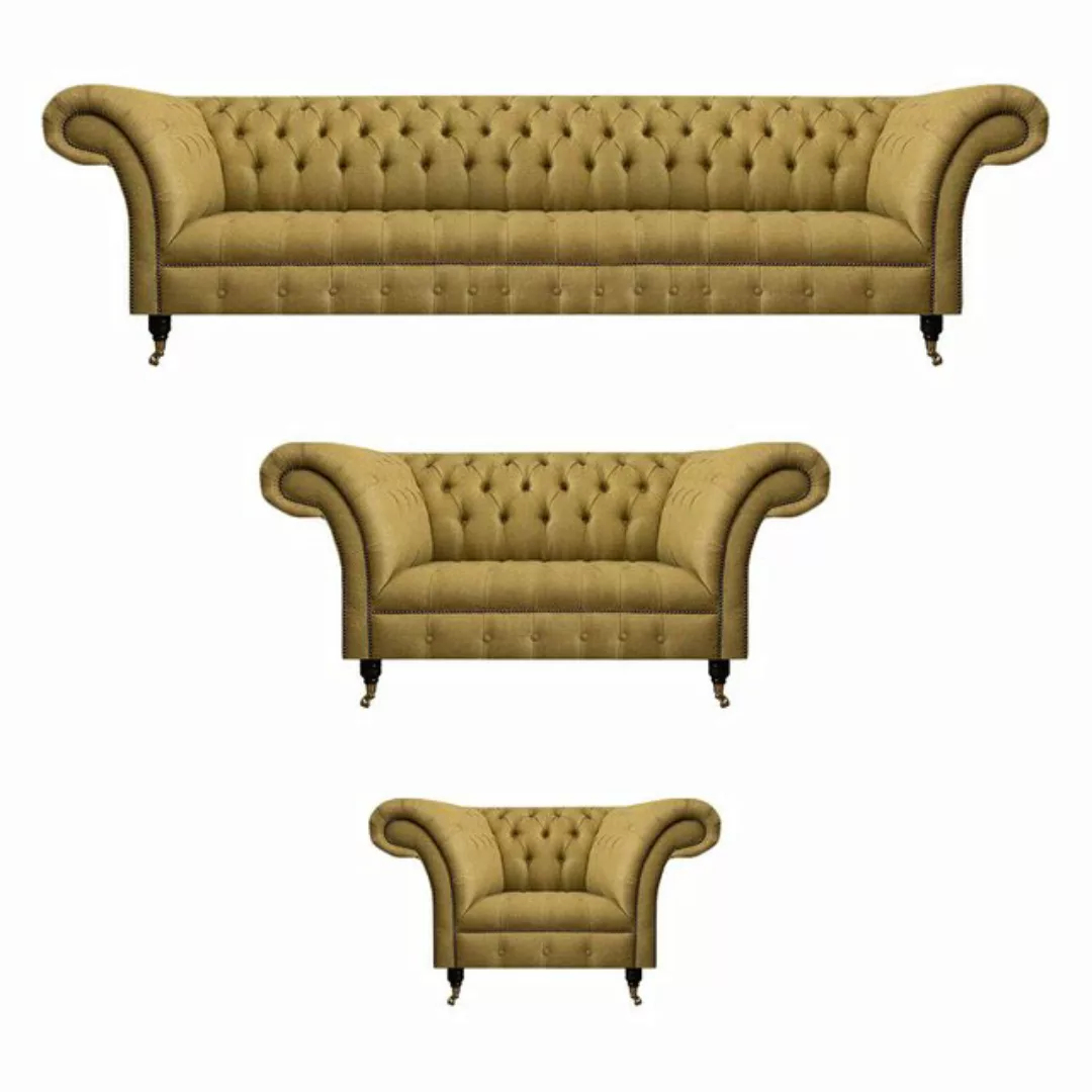JVmoebel Chesterfield-Sofa Sofagarnitur Komplett 3tlg Chesterfield Sofas Co günstig online kaufen