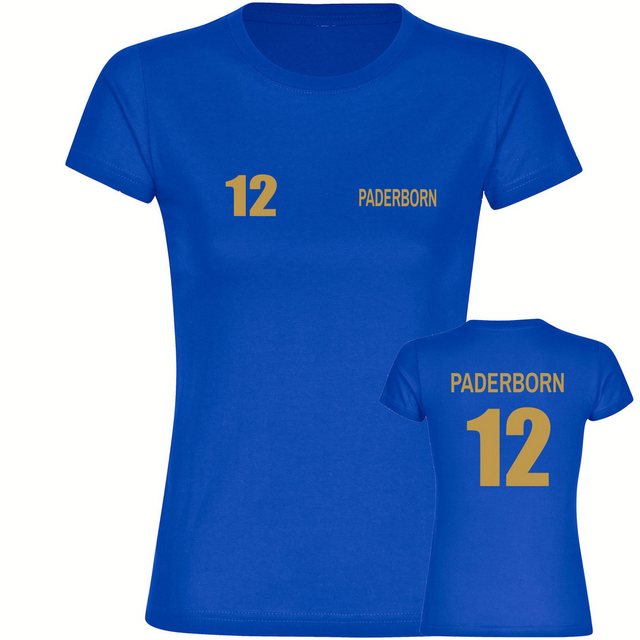 multifanshop T-Shirt Damen Paderborn - Trikot Nummer 12 gold - Frauen günstig online kaufen