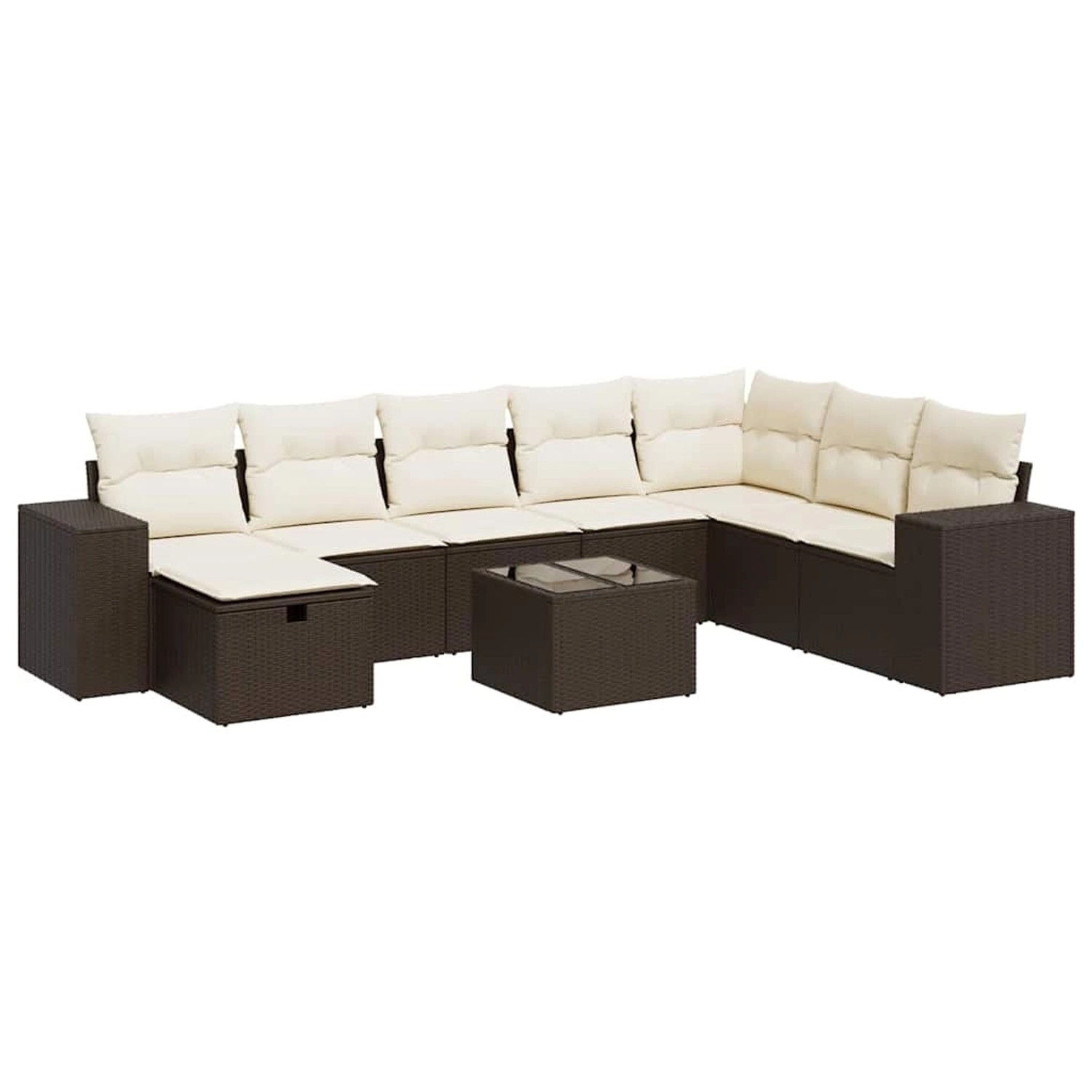 vidaXL 9-Tlg Garten-Sofagarnitur mit Kissen Braun Poly Rattan 3325749 günstig online kaufen