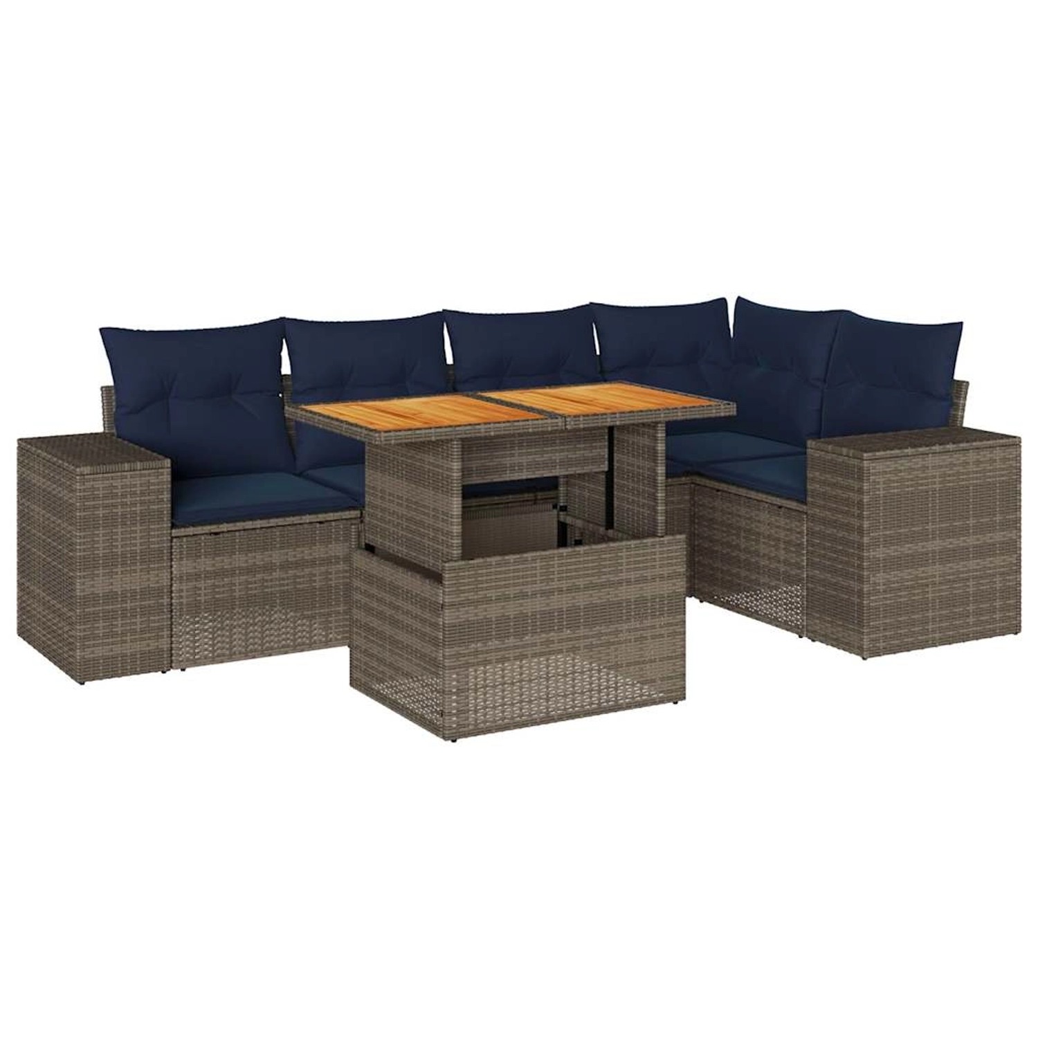 vidaXL 6-Tlg Garten-Sofagarnitur mit Kissen Grau Poly Rattan 3327379 günstig online kaufen