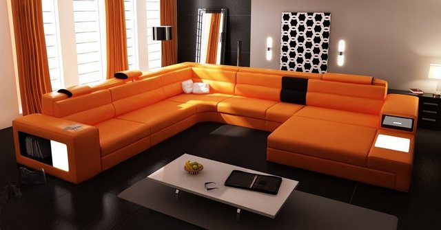 JVmoebel Ecksofa Design Polster Leder Ecke Leder Sitz Sofa Polster Eck Wohn günstig online kaufen