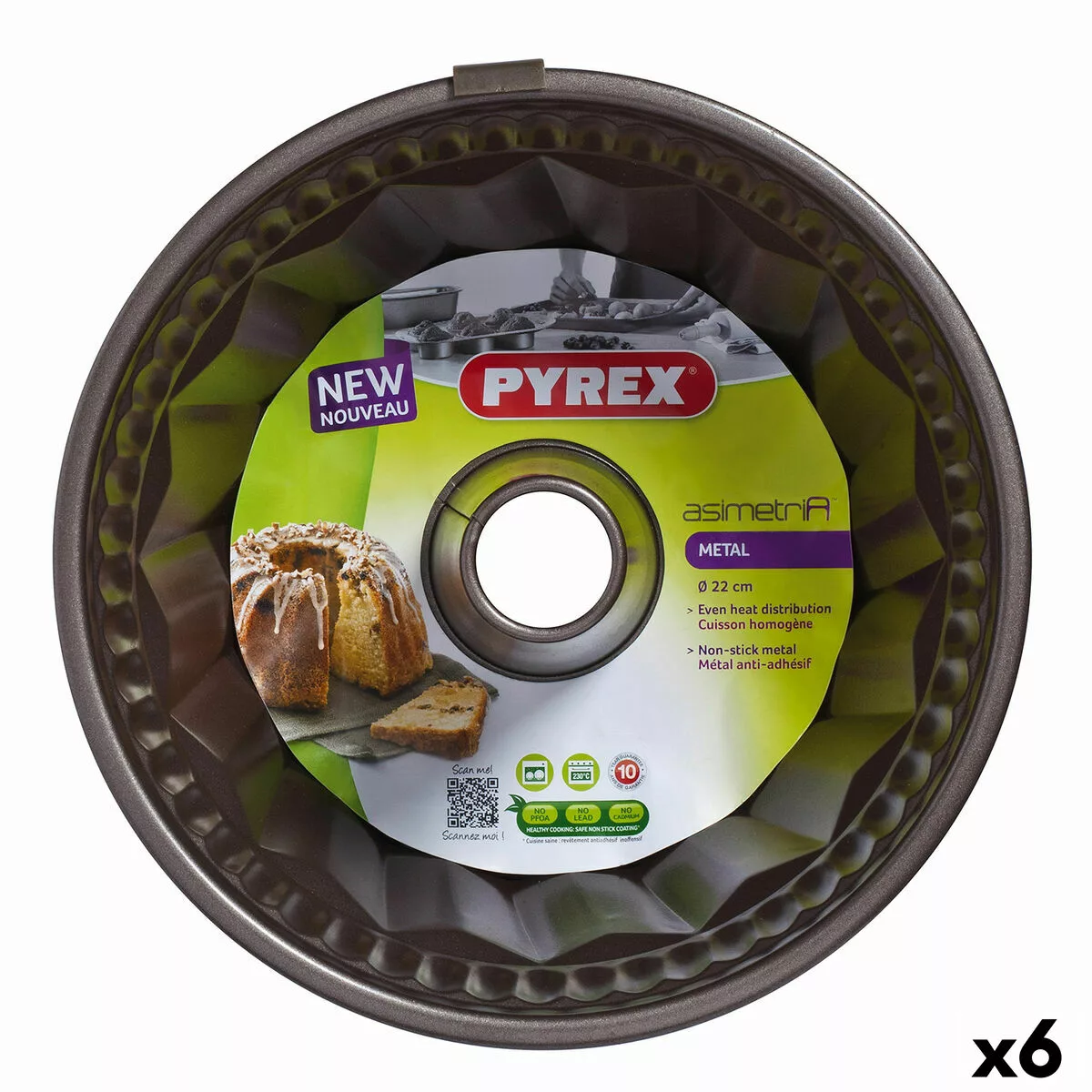 Backform Pyrex Asimetria Ring Schwarz Metall 22 Cm (6 Stück) günstig online kaufen