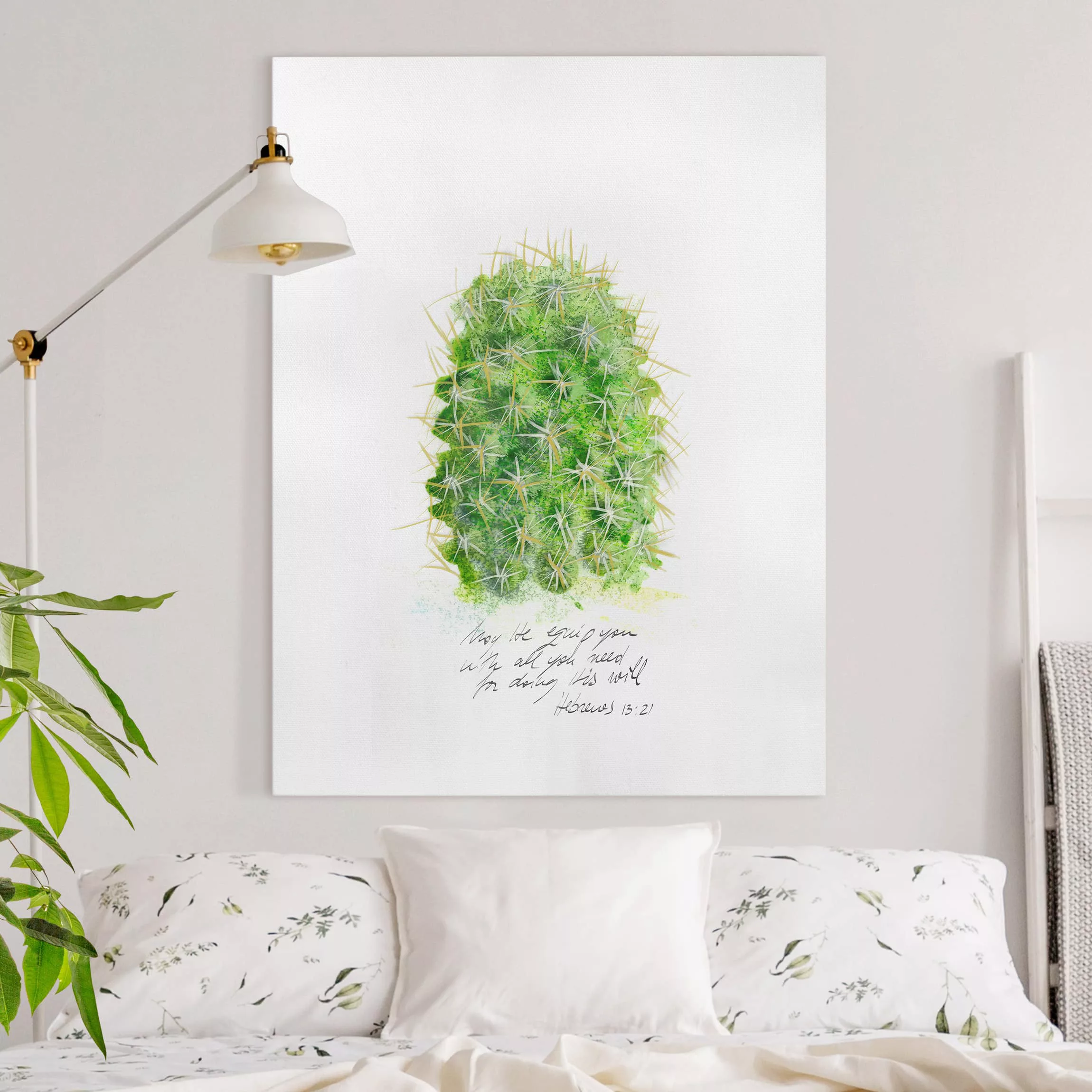 Leinwandbild Spruch - Hochformat Kaktus mit Bibelvers I günstig online kaufen