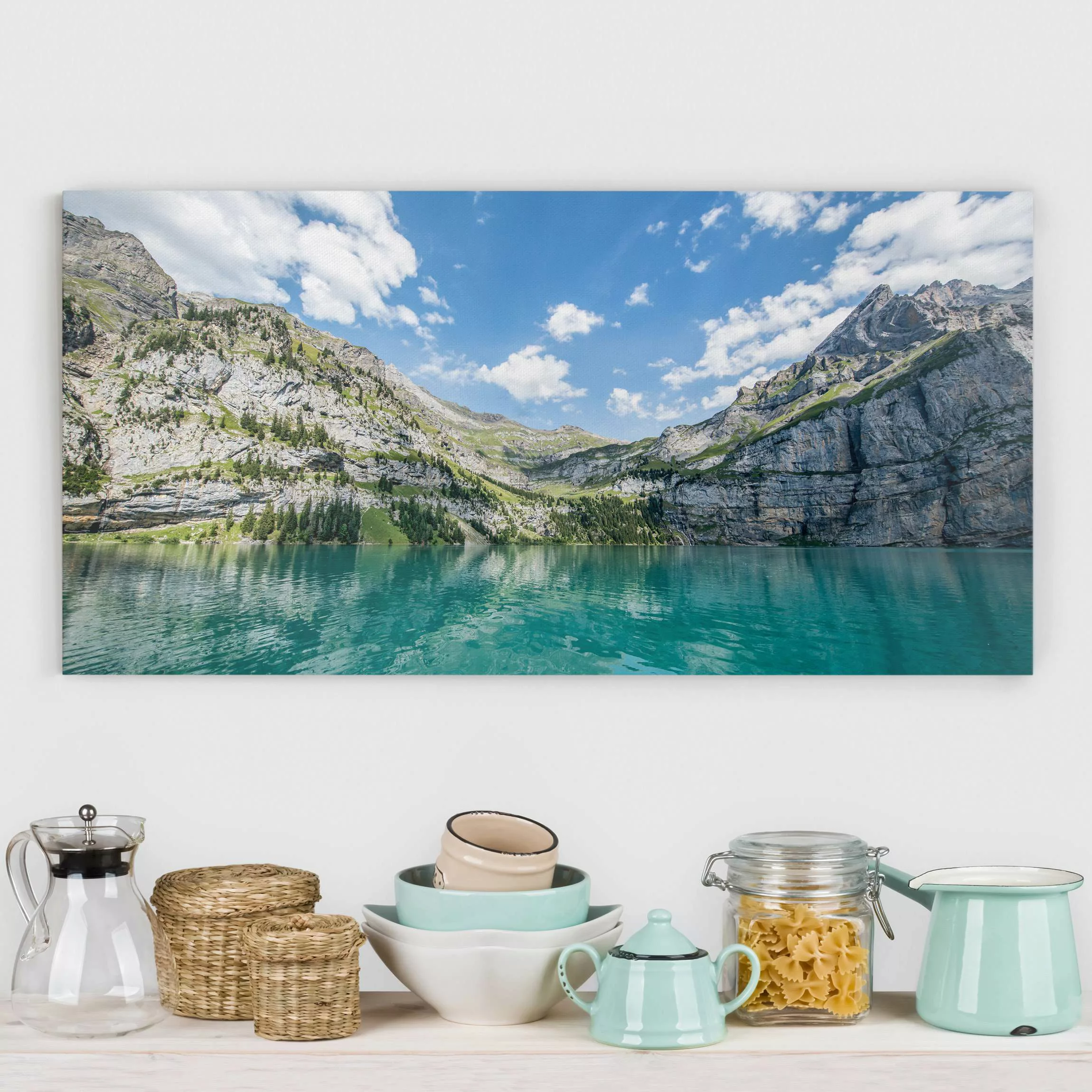 Leinwandbild Traumhafter Bergsee günstig online kaufen