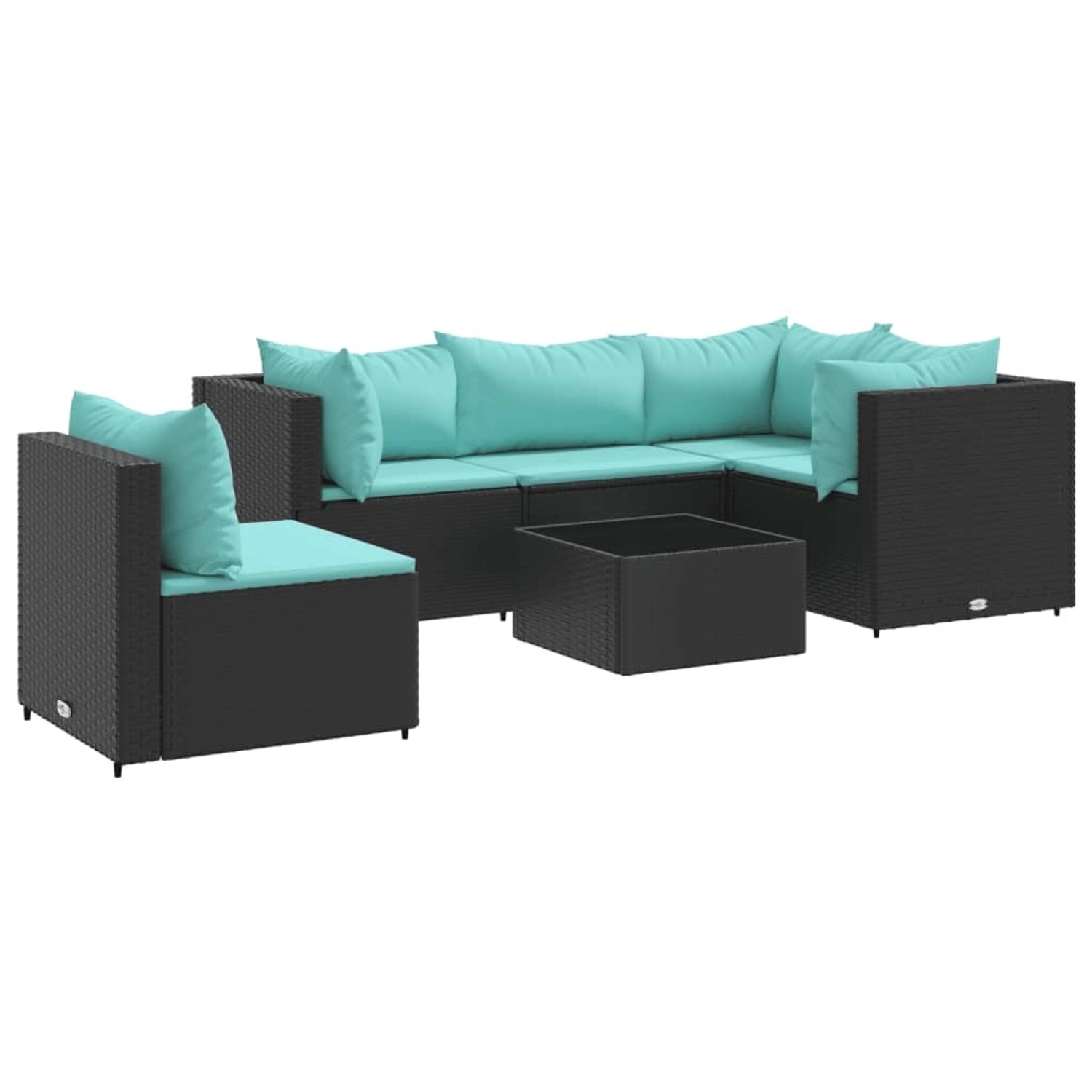 vidaXL 6-tlg Garten-Lounge-Set mit Kissen Schwarz Poly Rattan Modell 32 günstig online kaufen