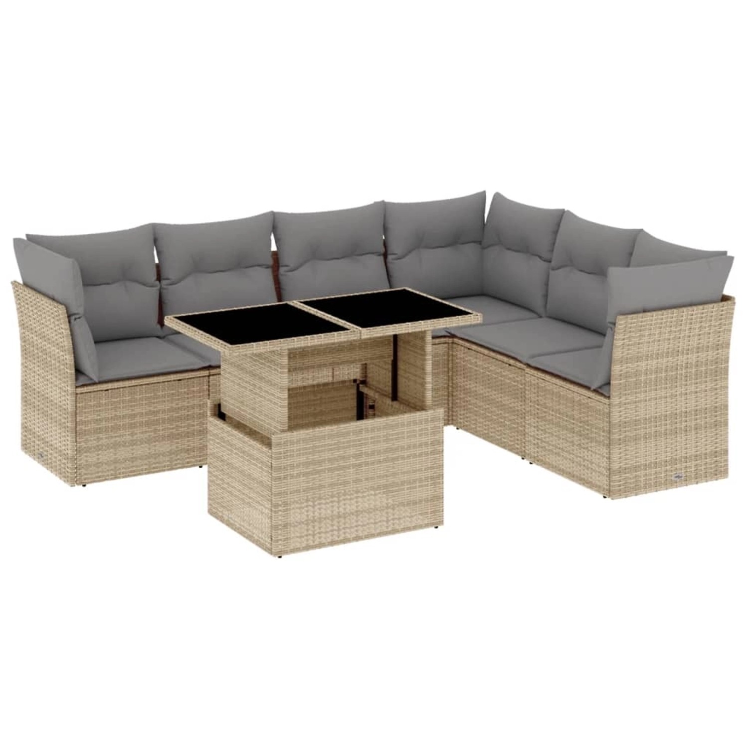 vidaXL 7-tlg Garten-Sofagarnitur mit Kissen Beige Poly Rattan Modell 368 günstig online kaufen