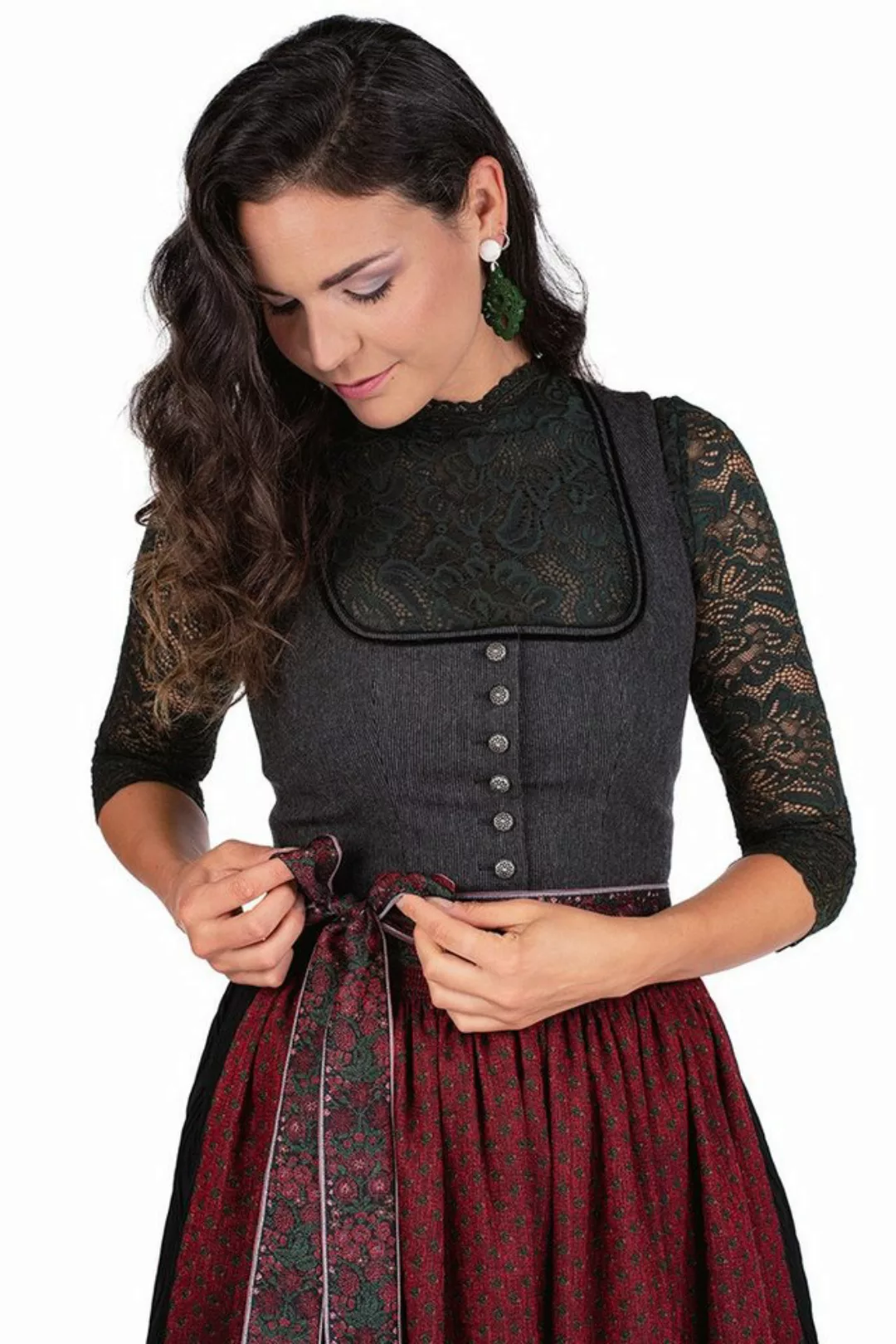 Hammerschmid Dirndl Midi Dirndl 2tlg. - PILLERSEE - grau/schwarz/rot günstig online kaufen