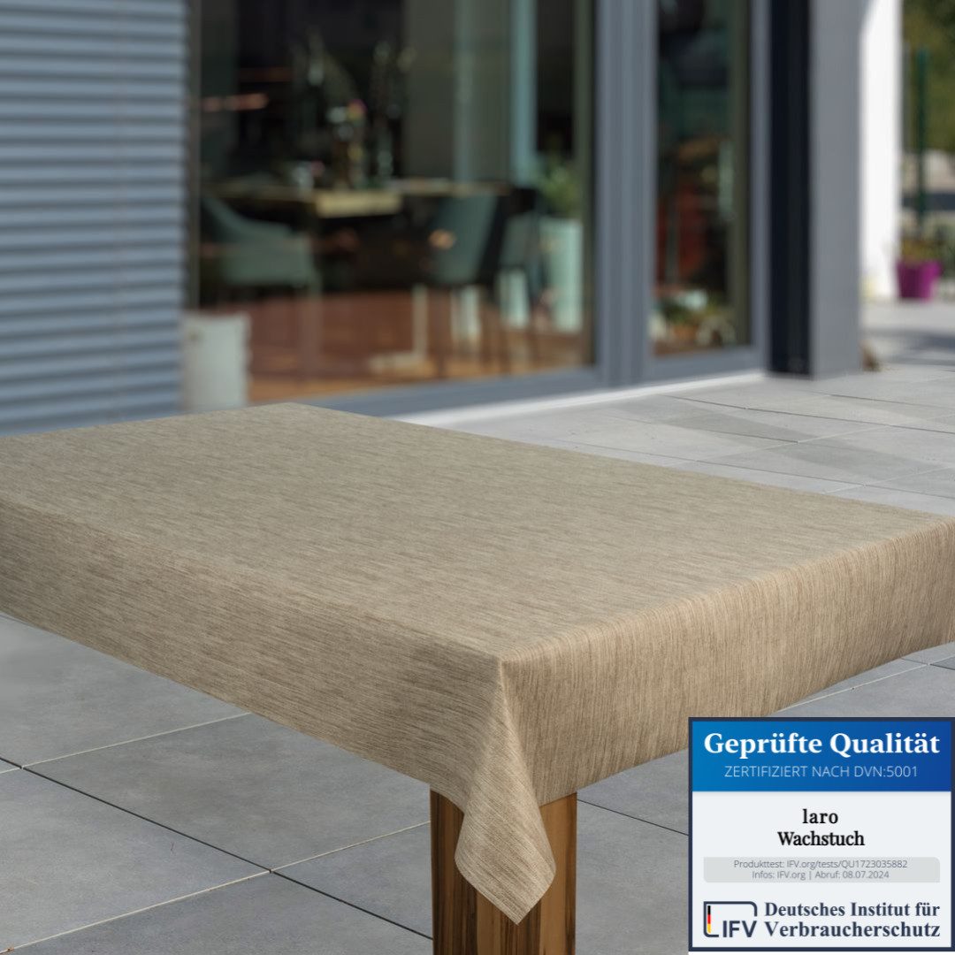 laro Tischdecke Wachstuch-Tischdecken Abwaschbar Leinenoptik Beige günstig online kaufen