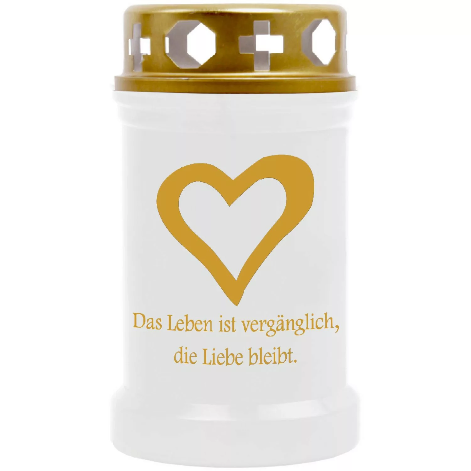 HS Candle Grabkerze Weiß 40h Inkl. Deckel & Druck Gold Herz 2 günstig online kaufen