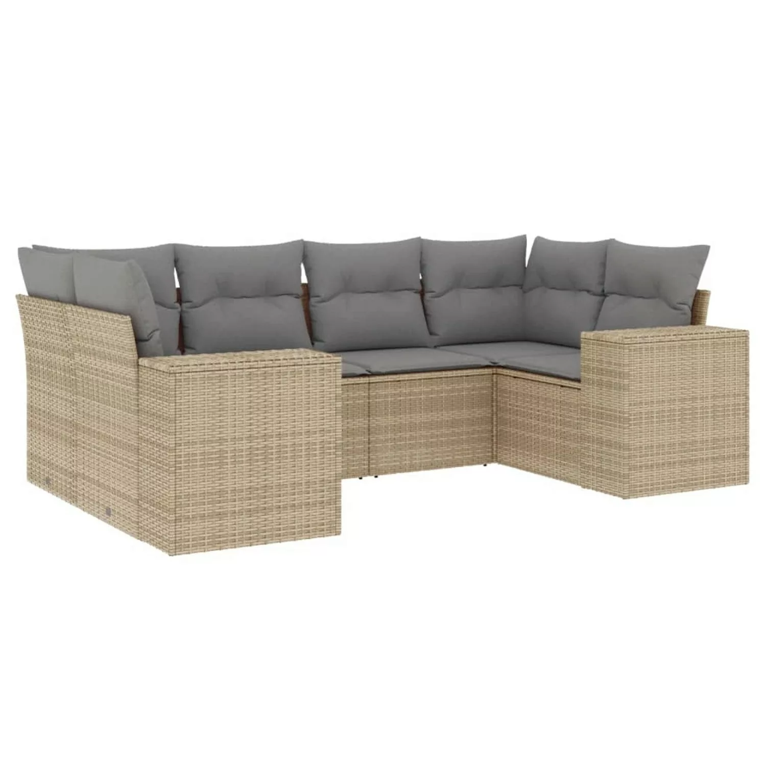 vidaXL 6-tlg Garten-Sofagarnitur mit Kissen Beige Poly Rattan Modell 170 günstig online kaufen