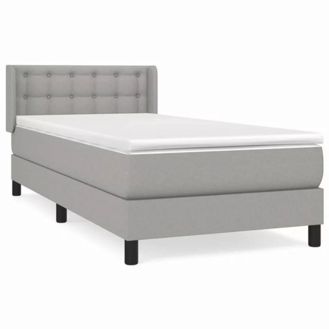 vidaXL Boxspringbett Boxspringbett mit Matratze Hellgrau 90x200 cm Stoff Be günstig online kaufen