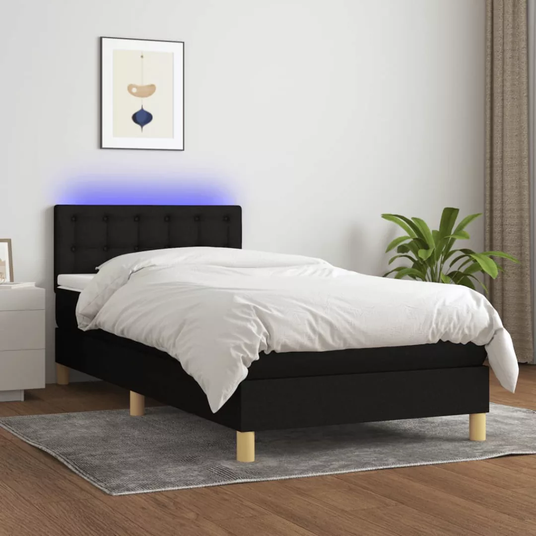 vidaXL Boxspringbett Boxspringbett mit Matratze LED Schwarz 100x200 cm Stof günstig online kaufen