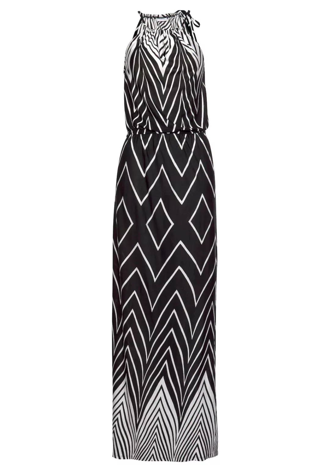 LASCANA Maxikleid im Schwarz-Weiß-Design mit Schlitz, Sommerkleid, Strandkl günstig online kaufen