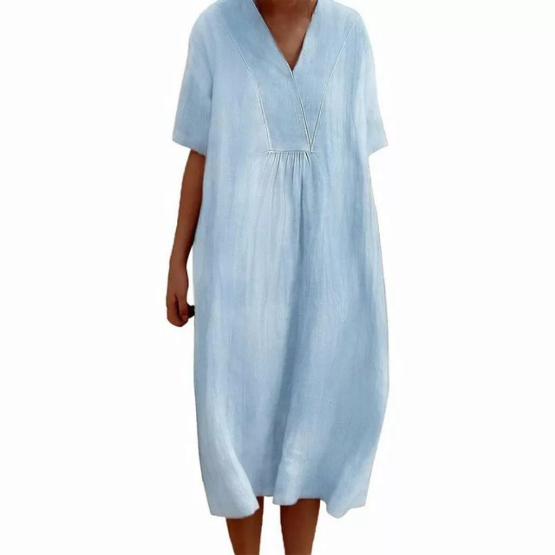 KIKI A-Linien-Kleid Damen Kleid Elegant V-Ausschnitt Kurzarm A-Linie Kleid günstig online kaufen