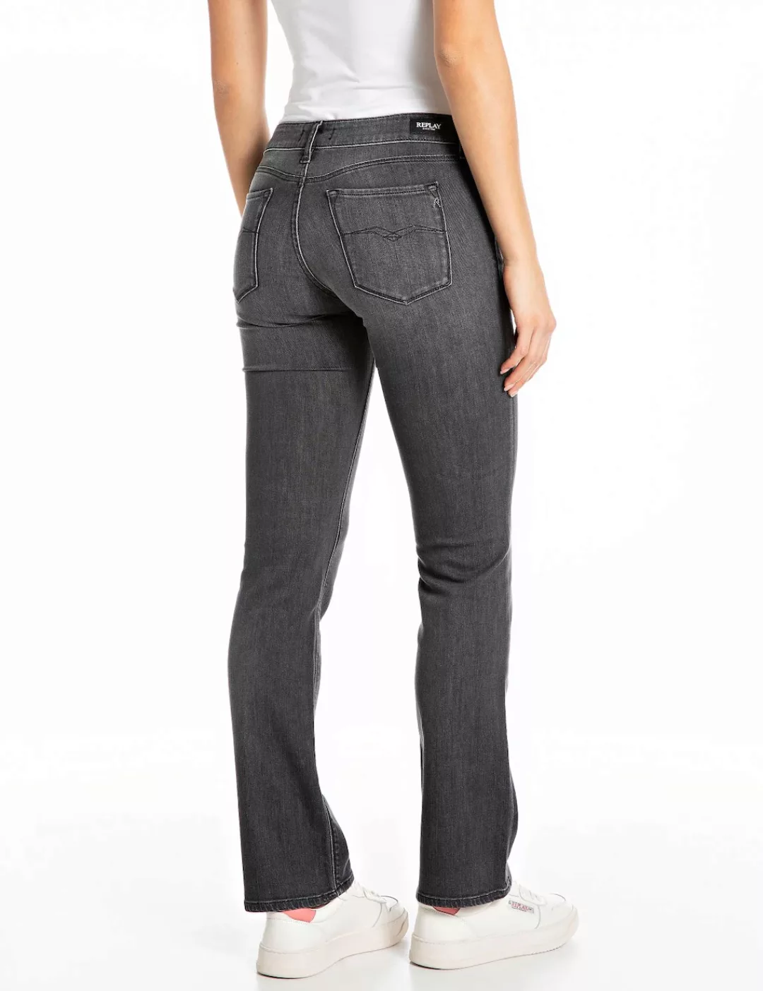 Replay Damen Jeans NEW LUZ BOOTCUT - Grau- Dark Grey Denim günstig online kaufen