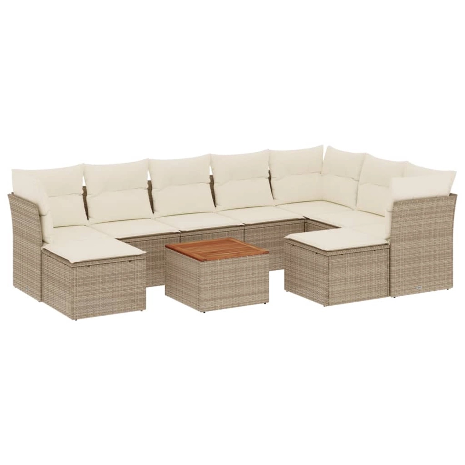 vidaXL 10-Tlg Garten-Sofagarnitur mit Kissen Beige Poly Rattan 3223965 günstig online kaufen