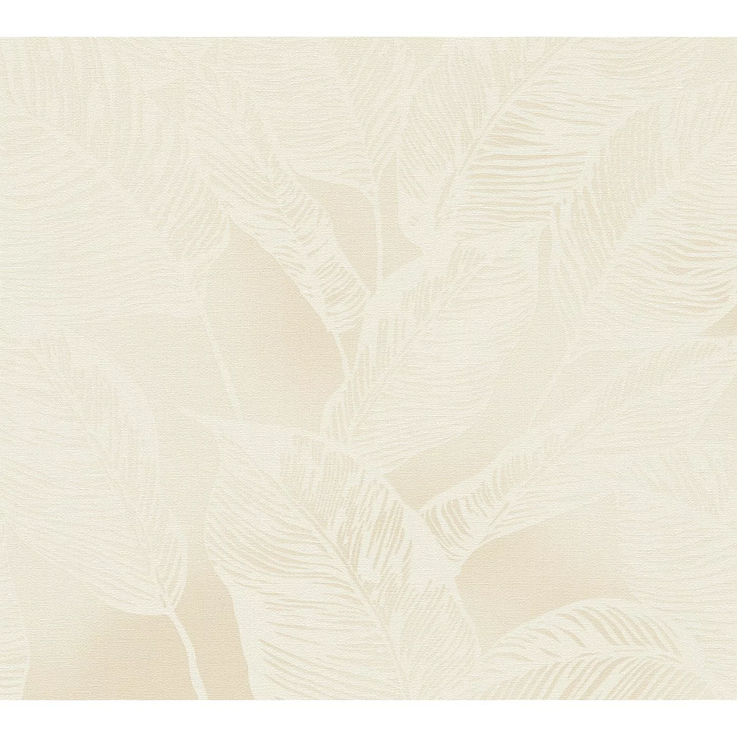Bricoflor Tapete Blätter Beige Weiß Moderne Vliestapete mit Blättermuster I günstig online kaufen