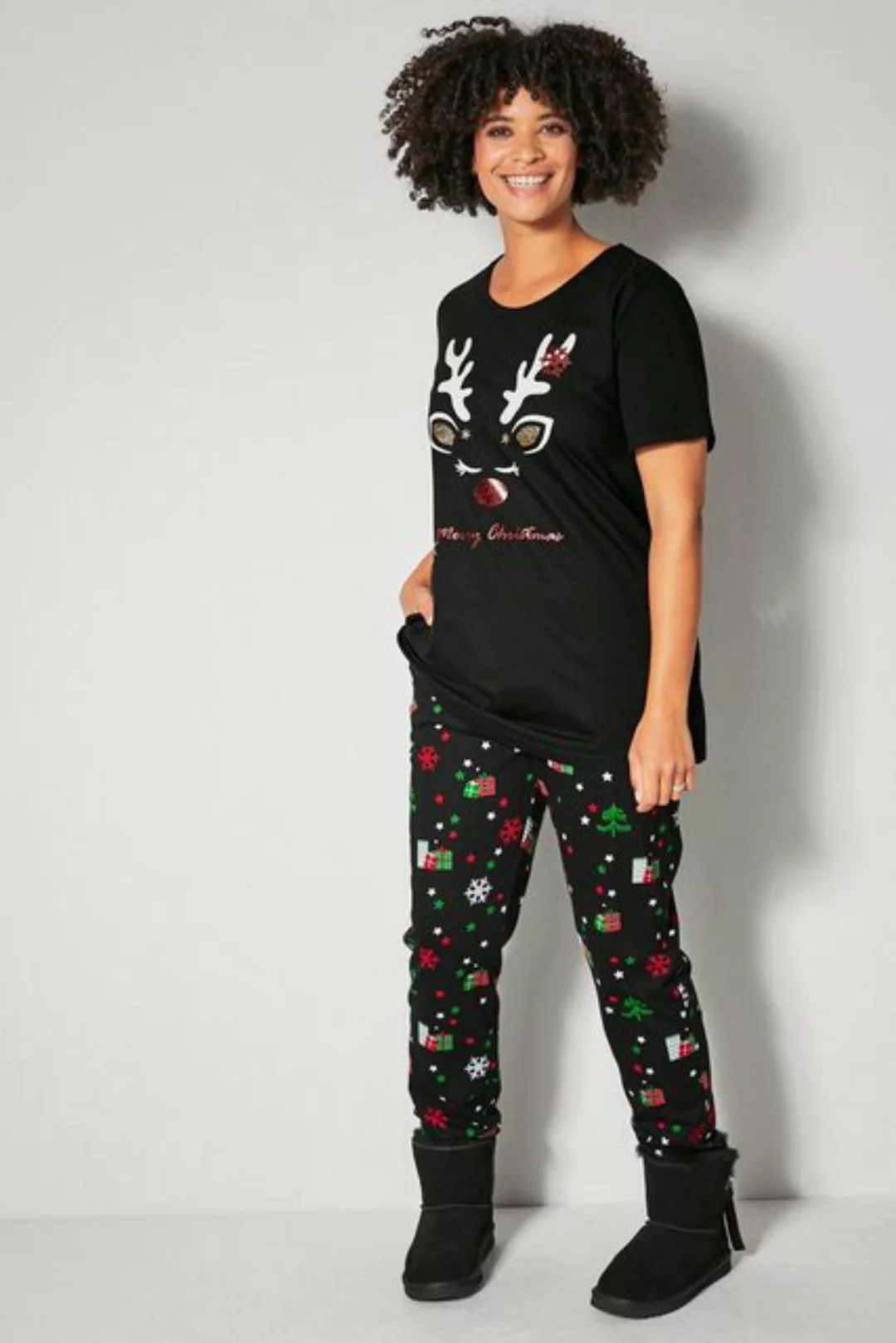 Janet & Joyce Rundhalsshirt T-Shirt Classic Fit Weihnachts-Motiv Rundhals günstig online kaufen
