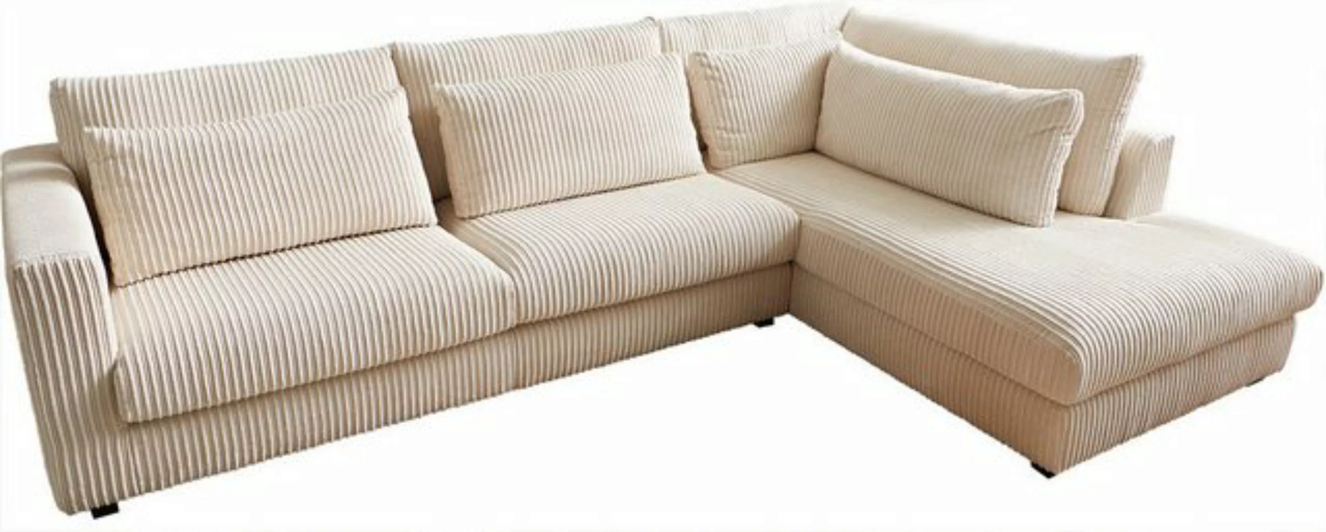 DELIFE Ecksofa Isla, Cord Beige 330x225 cm Ottomane rechts günstig online kaufen